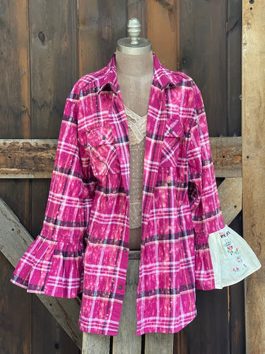 Flared Sleeve Flannel- MAGNOLIA